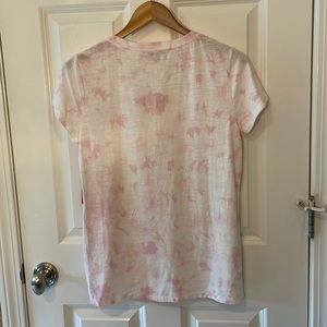 Vince Camuto pink and white tie dyed shirt